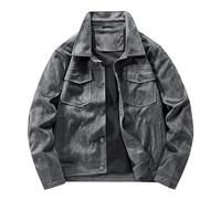 Barbour Giacca Uomo Retro Sport Casual Risvolto Cappotto Vintage Cotone Cerato Autunno Inverno Caccia Tiro Country Wear, 03#_Grigio, XXL