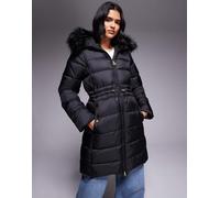 Barbour International - Anastasia - Piumino nero con cappuccio in pelliccia sintetica 46