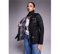 Barbour International - Belted - Giacca nera con cintura-Nero 42