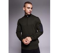 Barbour International - Blades - Maglione in cotone con zip corta verde salvia 101 cm