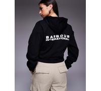 Barbour International - Ciara - Felpa con cappuccio corta nera con logo-Nero 46