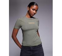 Barbour International - Devin - T-shirt slim kaki con logo-Verde 40