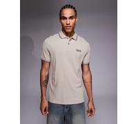 Barbour International - Evan - Polo a maniche corte beige con bordi a contrasto e logo-Neutro M