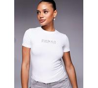 Barbour International - Harley - T-shirt slim écru con logo leopardato-Bianco 48