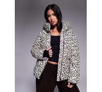 Barbour International - Olivio - Piumino oversize beige con stampa leopardata-Multicolore 42