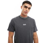 Barbour International - T-shirt grigio scuro con righe a contrasto sui bordi e logo al centro 2XL