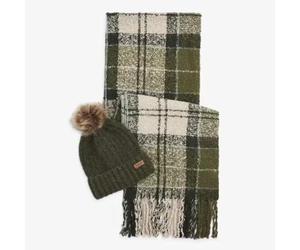 Barbour LGS0077GN51 Saltburn Beanie & Tartan Scarf Gift Set