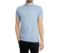 Barbour Uomo Polo in piqué di Tartan, Sky Marl/Dress Blue, S