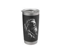 Barbuto Escursionista Foresta Montagna Sentieri Vintage Natura Bicchiere termico in acciaio inox doppia parete
