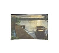 Barca a Lake Shore Borsa per il trucco Borsa da toilette Borsa portatile unisex con cerniera Borse cosmetiche da viaggio Borse cosmetiche impermeabili Borsa cosmetica riutilizzabile in carta 16,5 cm x