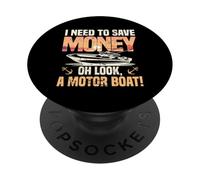 Barca a motore divertente per il capitano della barca a PopSockets PopGrip Adesivo