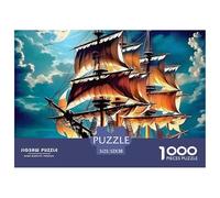 Barca a vela 1000 pezzi per adulti e adolescenti: nave con vele aperte sul mare oscuro, gioco educativo per la decorazione murale, 52x38 cm/1000 pezzi