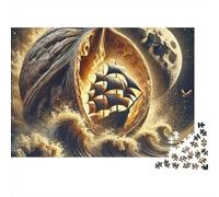 Barca a Vela 1000 Pezzi Puzzle Antistress per Adulti Nave dentro una Conchiglia sotto la Luna Piena Premium Spesso Robusto Sfidante Relax Regalo Famiglia 70x50cm/1000pz
