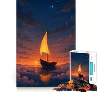 Barca a vela al tramonto - Puzzle da 1000 pezzi per adulti e ragazzi - Ricorda, costruisci lentamente, divertiti, ritaglio preciso, opera d'arte da collezione (50x75cm)
