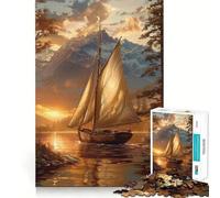 Barca a vela al tramonto - Puzzle da 1000 pezzi per adulti - Migliora la memoria, calma la mente, design, assemblaggio, regalo creativo (38x26cm)