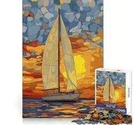 Barca a vela al tramonto - Puzzle da 1000 pezzi per ragazzi - Gioco di logica per tutta la famiglia - Bordo trasparente - Una piacevole sorpresa (38x52cm)