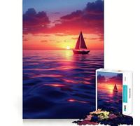 Barca a vela al tramonto - Puzzle difficile per adulti, 1000 pezzi, gioco di intelletto, momento di relax, taglio di qualità, (38x26cm)
