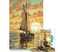 Barca a vela al tramonto - Puzzle difficile per adulti da 1000 pezzi - Gioco di logica fine - Divertimento rilassante - Bordi puliti - Regalo premuroso (38x26cm)