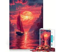 Barca a vela al tramonto - Puzzle difficile per adulti da 1000 pezzi - Gioco di logica fine - Divertimento rilassante - Bordi puliti - Regalo premuroso (50x75cm)
