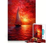 Barca a vela al tramonto sull'oceano - Puzzle da 1000 pezzi per adolescenti - Giocattolo mentale antistress - Taglio di alta qualità (38x26cm)