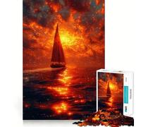 Barca a vela al tramonto sull'oceano - Puzzle da 1000 pezzi per adolescenti - Gioco mentale antistress - Taglio di alta qualità (38x52cm)