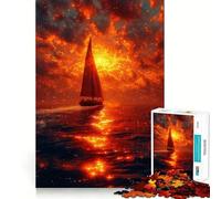 Barca a vela al tramonto sull'oceano - Puzzle da 1000 pezzi per adolescenti - Gioco mentale antistress - Taglio di alta qualità (50x75cm)