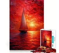 Barca a vela al tramonto sull'oceano - Puzzle da 1000 pezzi per adulti - Migliora la memoria - Divertimento rilassante - Bordi netti - Regalo per le vacanze (38x26cm)