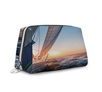 Barca a vela, borsa per cosmetici, barca a vela nelle onde del mare, borsa organizer in pelle per trucco borsa da toilette riutilizzabile, multicolore, S, multicolore_9, Taglia unica, Beauty Case