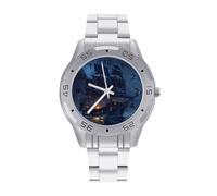 Barca a vela in mare Orologi da uomo in acciaio inox cinturino analogico al quarzo orologio da polso business, Stile:, regular, Bracciale