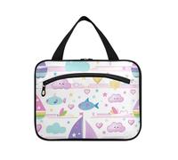 Barca a vela Isola Del Fumetto Arcobaleno Strisce Appeso Viaggio Trucco Borse con Gancio, Designer Carino Borsa per Trucco per Gli Uomini Lavoro envase para