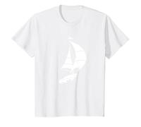 Barca a Vela Minimalista Capitano Silhouette Mare Maglietta, Bambini, Bianco, 4 Anni