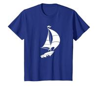 Barca a Vela Minimalista Capitano Silhouette Mare Maglietta, Bambini, Blu Reale, 4 Anni