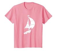 Barca a Vela Minimalista Capitano Silhouette Mare Maglietta, Bambini, Rosa, 4 Anni