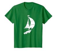Barca a Vela Minimalista Capitano Silhouette Mare Maglietta, Bambini, Verde Mela, 4 Anni