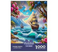 Barca a vela misteriosa Puzzle Impossibili 1000Pcs Cartoni animati colorati Decorazione Per La Casa. Giochi Rilassamento E Intelligence Per Adulti E Bambini Da 12 Anni 38x26cm/1000pcs