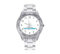 Barca a vela orologi da uomo in acciaio inox cinturino analogico al quarzo orologio da polso business, Stile:, regular, Bracciale