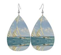 Barca a vela Paesaggio Nave Alla Moda In Pelle Orecchini A Goccia Leggero Bohemian Orecchini Set Gioielli Regalo Per Le Donne Ragazza