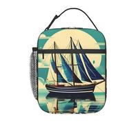 Barca a vela Paesaggio Stampa Portatile Pranzo Tote Riutilizzabile Borsa Pasto Mantenere il cibo fresco Scuola Lavoro Viaggi Picnic