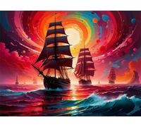 Barca a vela Puzzle 5000 Pezzi per Adulti e Ragazzi, Puzzles Classico, Puzzle Adulti 5000 pezzi Cielo Colorato, Decor Casa, Idea Regalo Creativa e Divertente, Intrattenimento Antistress 156x105cm