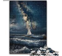 Barca a vela sul mare sotto la galassia Puzzle per adulti 1000, giochi divertenti Ogni pezzo è unico - Gioco divertente e stimolante per tutta la famiglia (26x38cm)