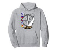 Barca da Corsa a Vela con Bandiere nautiche e Bussola Felpa con Cappuccio