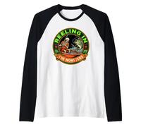 Barca da Pesca per Basso Scheletro dei Mostri Halloween Maglia con Maniche Raglan