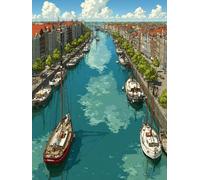 Barca Dipingere Con I Numeri Adulti, Fai Da Te Dipingere Con I Numeri per Decor Casa, Paesaggio Paint by Numbers Kit Con Pennelli e Vernice Acrilica, Hobby Creativi Adulti, Regalo, 100x135cm R-7559