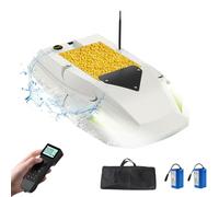 Barca Esche RC 500 m con Doppio Motore e Doppia Batteria, Luci Notturne per Pesca, Posizionamento a 100 Punti, Velocità Regolabile a 3 Livelli, Carico 2 kg-Per Lancio Esche / Traina / Rete da Pesca