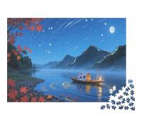 barca fiume Jigsaw Puzzle Impossible 1000Pcs Cielo notturno stellato Decorazione Per La Casa. Rilassamento E Intelligence Per Adulti E Bambini Da 12 Anni 1000pcs (75x50cm)