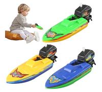Barca Giocattolo, 3pcs Giocattolo da Bagno in Mobile Galleggiante in plastica per Gioco d'Acqua, Barca da Bagno Windup sicura e Divertente per Bambini 3+ Barche