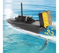 Barca per mangimi, esche da pescatore, barca RC, pesca alla carpa, senza fili, pesca notturna, con telecomando, per l'espulsione in fiumi, laghi o acque poco profonde, colore nero