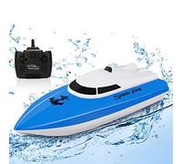 Barca Telecomandata per Bambini, Barca RC con Oltre 100 Minuti di Gioco, Barca ad Alta Velocità da 2,4 GHz per Lago/Piscina/Stagno, Giocattolo da Gioco Acquatico, Regalo per Ragazzi e Ragazze - Blu