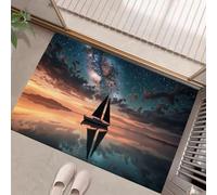 Barca Vela Da Mare Zerbino Tappeto Asciugapassi Rettangolare Zerbino Antiscivolo Cielo Stellato Magico Per Ingresso, Interno Per Casa O Ufficio - Grigio, 40 X 60 Cmmorbido