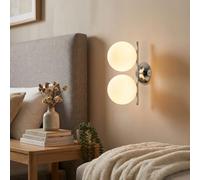 Barcellona - Applique da parete con sfera di vetro, Ø15 cm, E27, moderno, Nordic Industriale, lampada da parete Quarto Testiera da parete, metallo cromato pratato, Illuminação interno sala corridoio